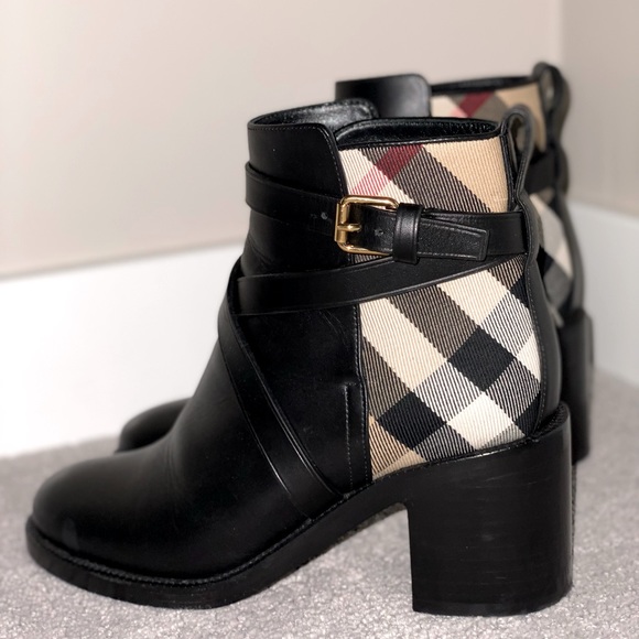 House Check and Leather Ankle Boots - Picture 2 of 5